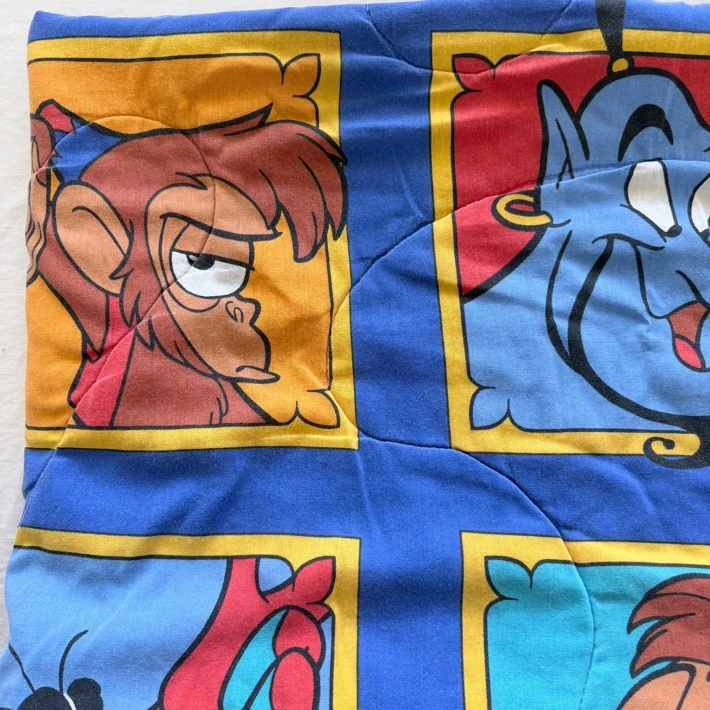 Vintage 1990s Disney Aladdin Twin Comforter Genie Abu Iago Reversible Bedding